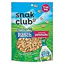 Snak Club Peanuts with Hidden Valley Ranch Seasoning, Roasted Nuts, Gluten-Free and Kosher Snack, 11 oz Resealable Bag