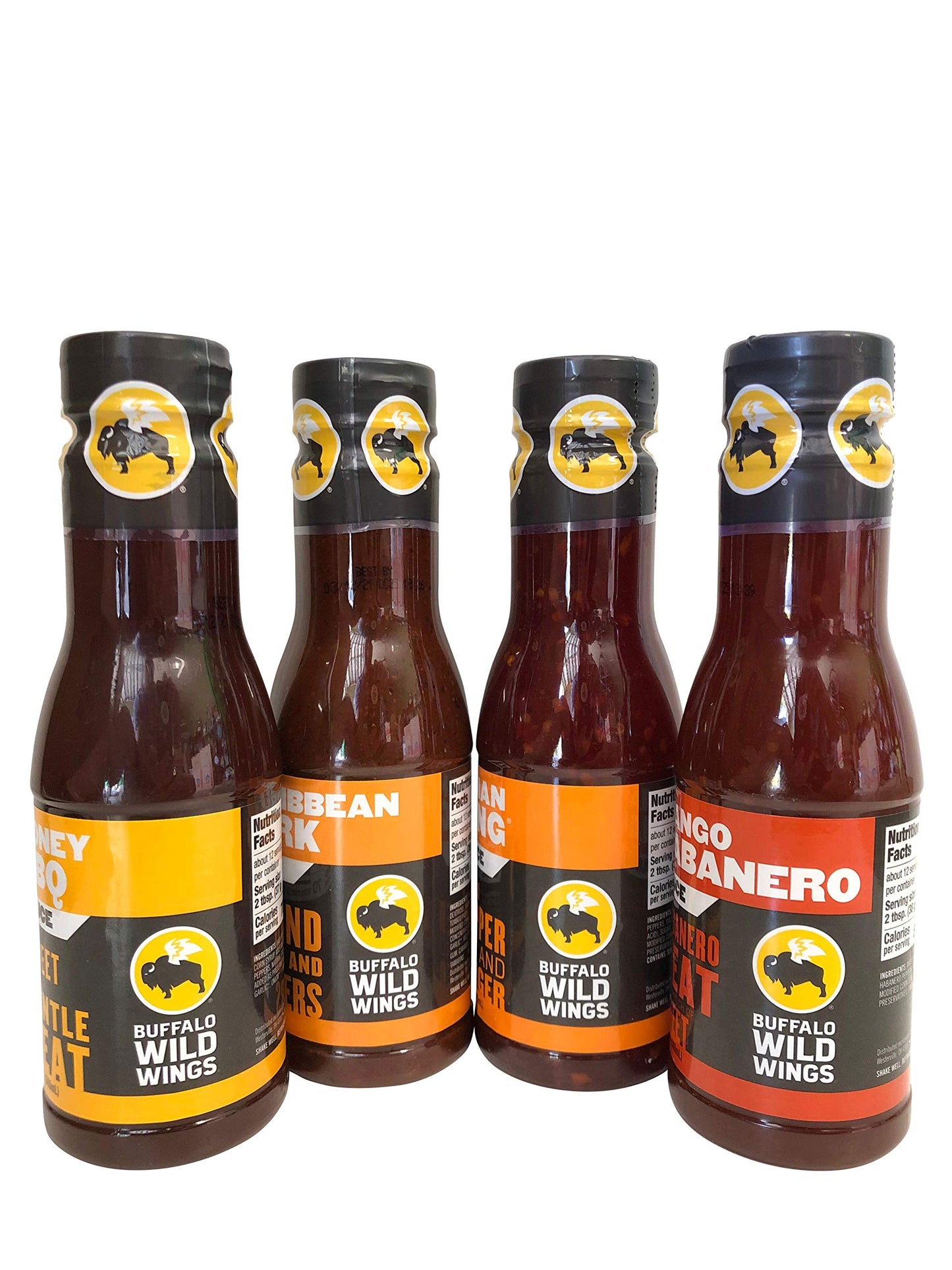 Buffalo Wild Wings Sauce Ultimate Sampler Bundle - Honey BBQ, Caribbean Jerk, Asian Zing, Mango Habanero (12 ounces each)