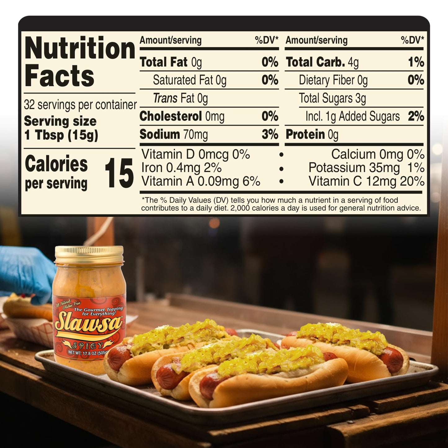 Spicy Hot Dog and Sausage Relish - Slawsa Gourmet Cabbage Topping with Real Ingredients | 17.8 oz | Gluten-Free, Vegan, All-Natural