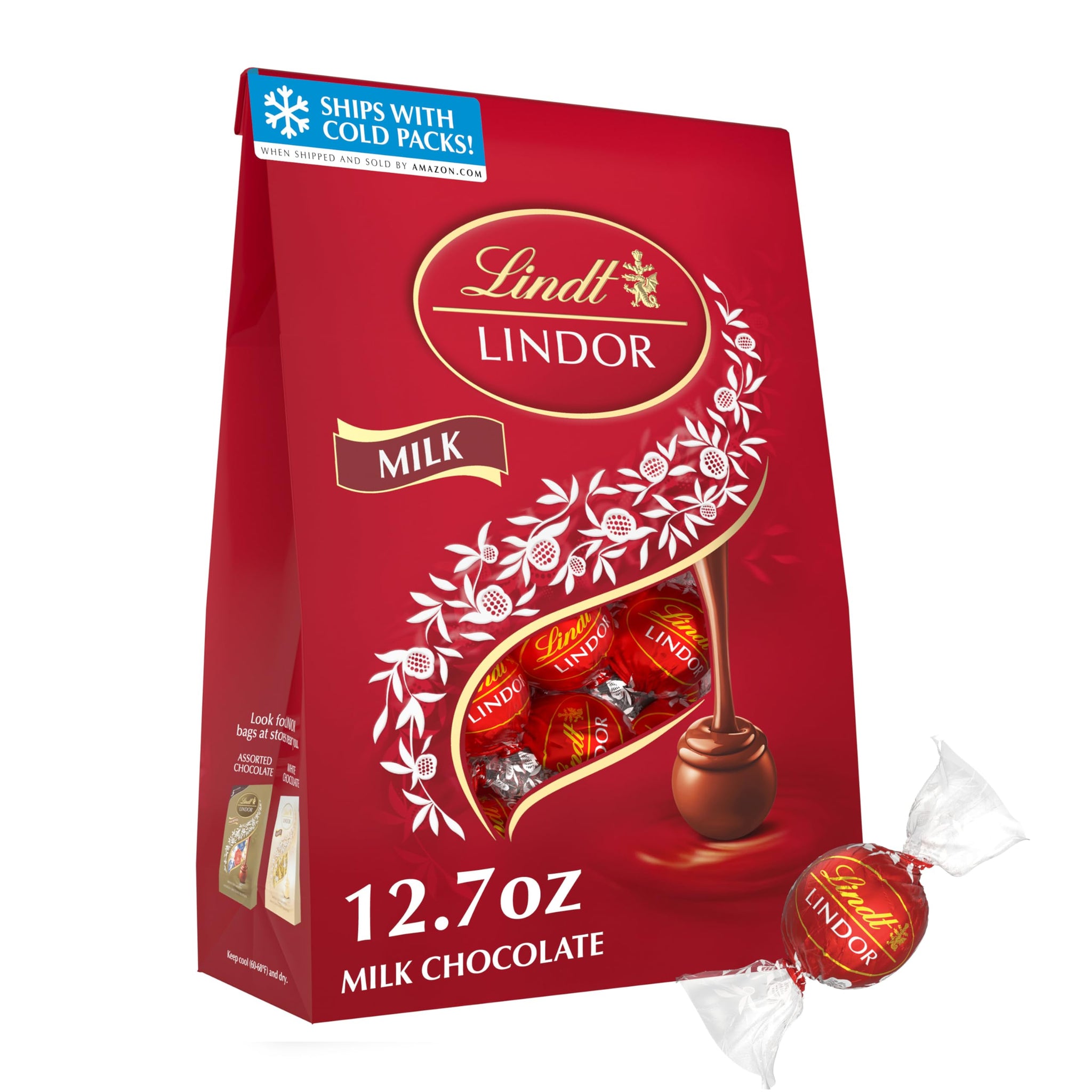 Lindt LINDOR Milk Chocolate Candy Truffles, 12.7 oz. Bag