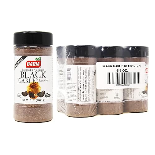 Badia Black Garlic Seasoning, 6 Oz (Pack of 6) - Rich, Savory & Umami Flavor for Meat, Seafood and Vegetables