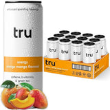 Tru Energy Seltzer, Sparkling Water with Natural Caffeine, Orange Mango Juice, Green Tea Extract & B Vitamins, Lightly Carbonated Energy Drink, Gluten