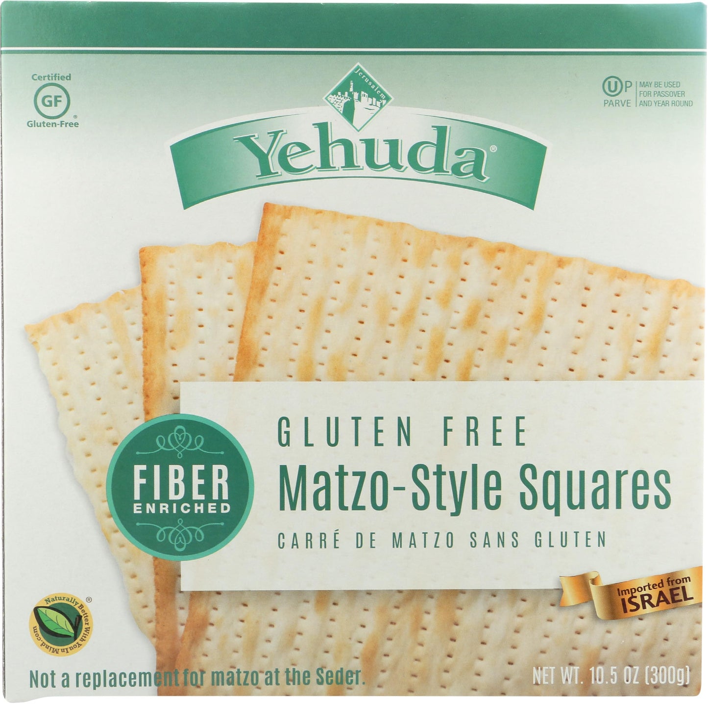 Yehuda Gluten Free High Fiber Matzo Style Squares, 10.5 Ounce