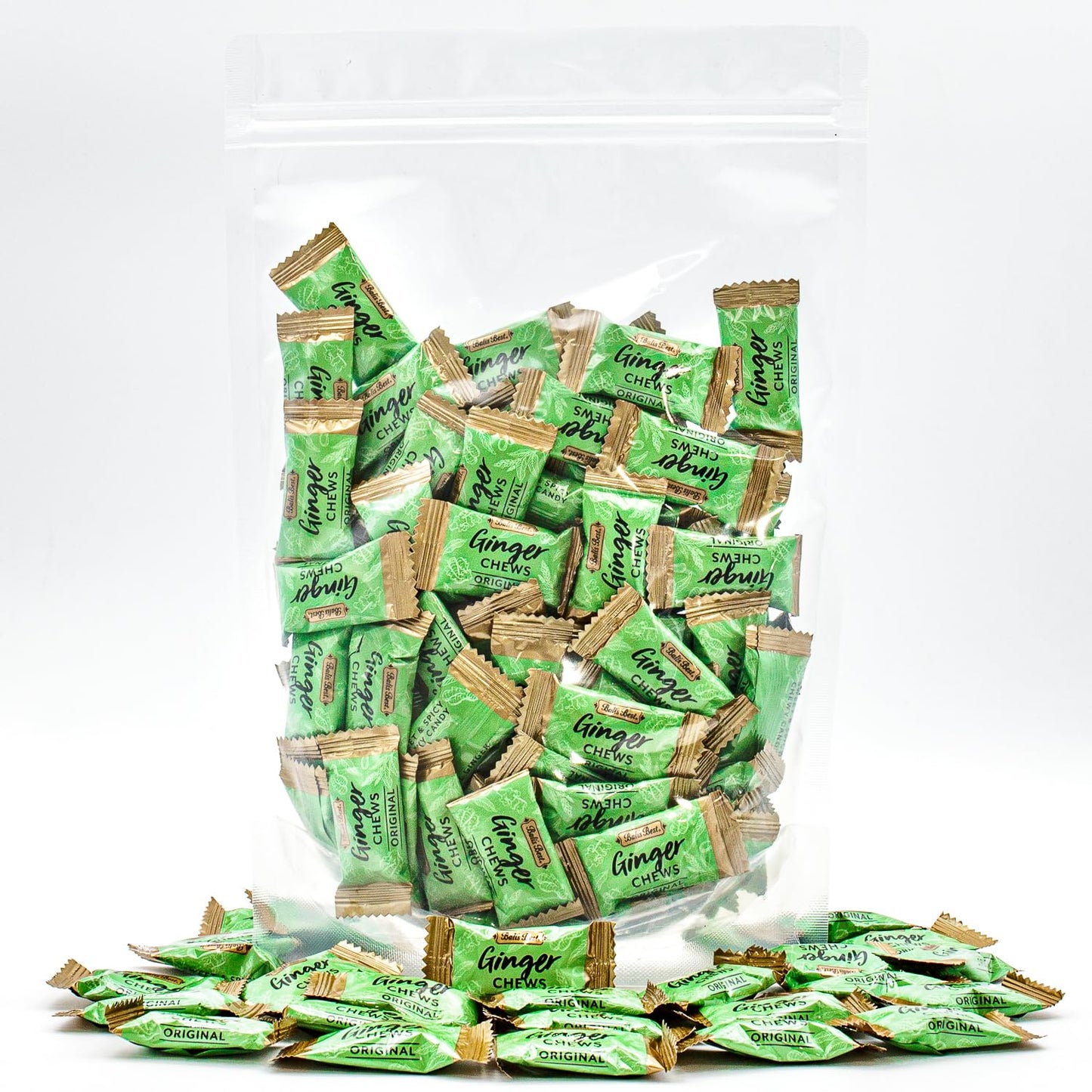Ginger Candy Chews for Nausea Relief 1 lb - 100% Natural Original Flavor, Individually Wrapped, Bulk