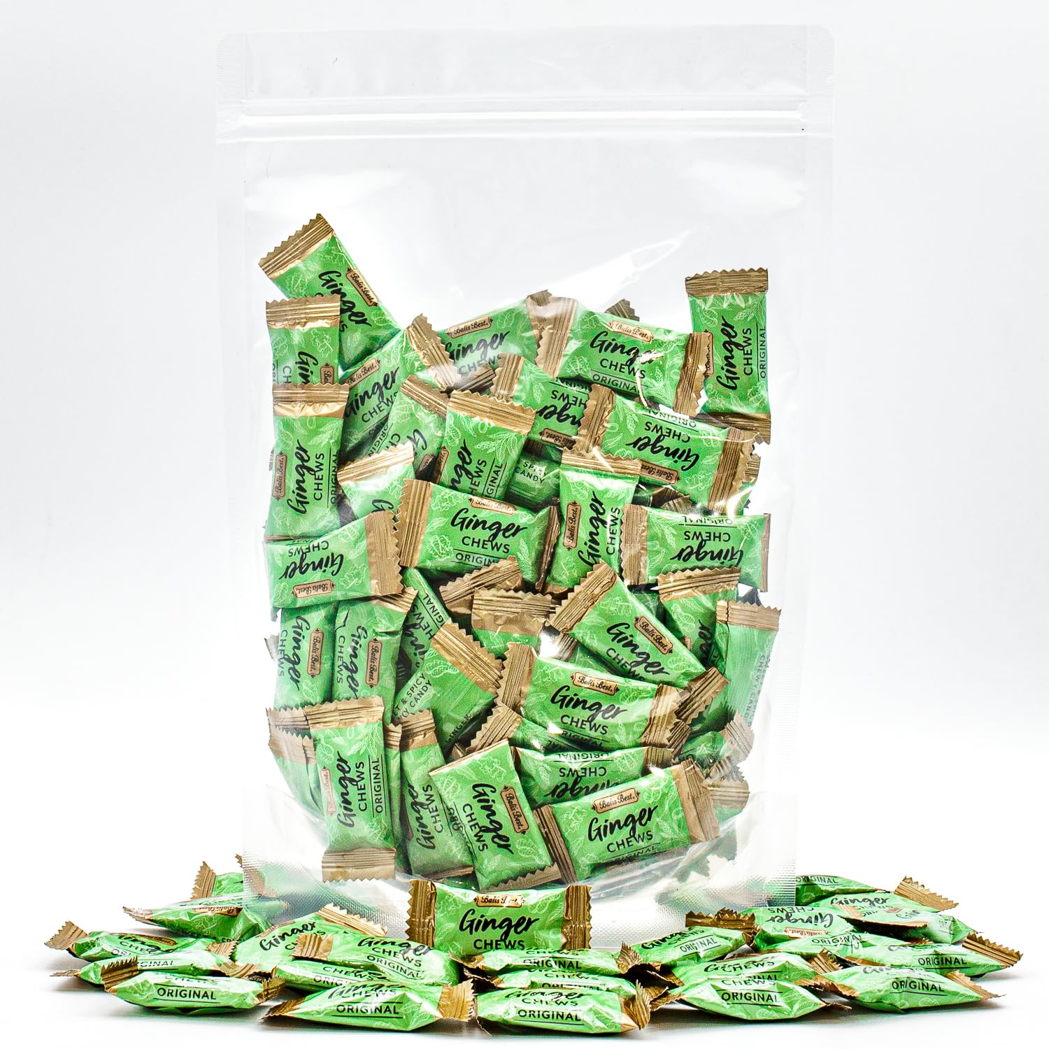 Ginger Candy Chews for Nausea Relief 1 lb - 100% Natural Original Flavor, Individually Wrapped, Bulk