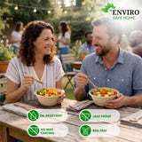 Enviro Safe Home 25 oz Bamboo Disposable Bowls - 70 Pack Heavy Duty Bowls for Hot & Cold Food - Microwave & Oven Safe, Leak Proof, Oil Resistant, BPA