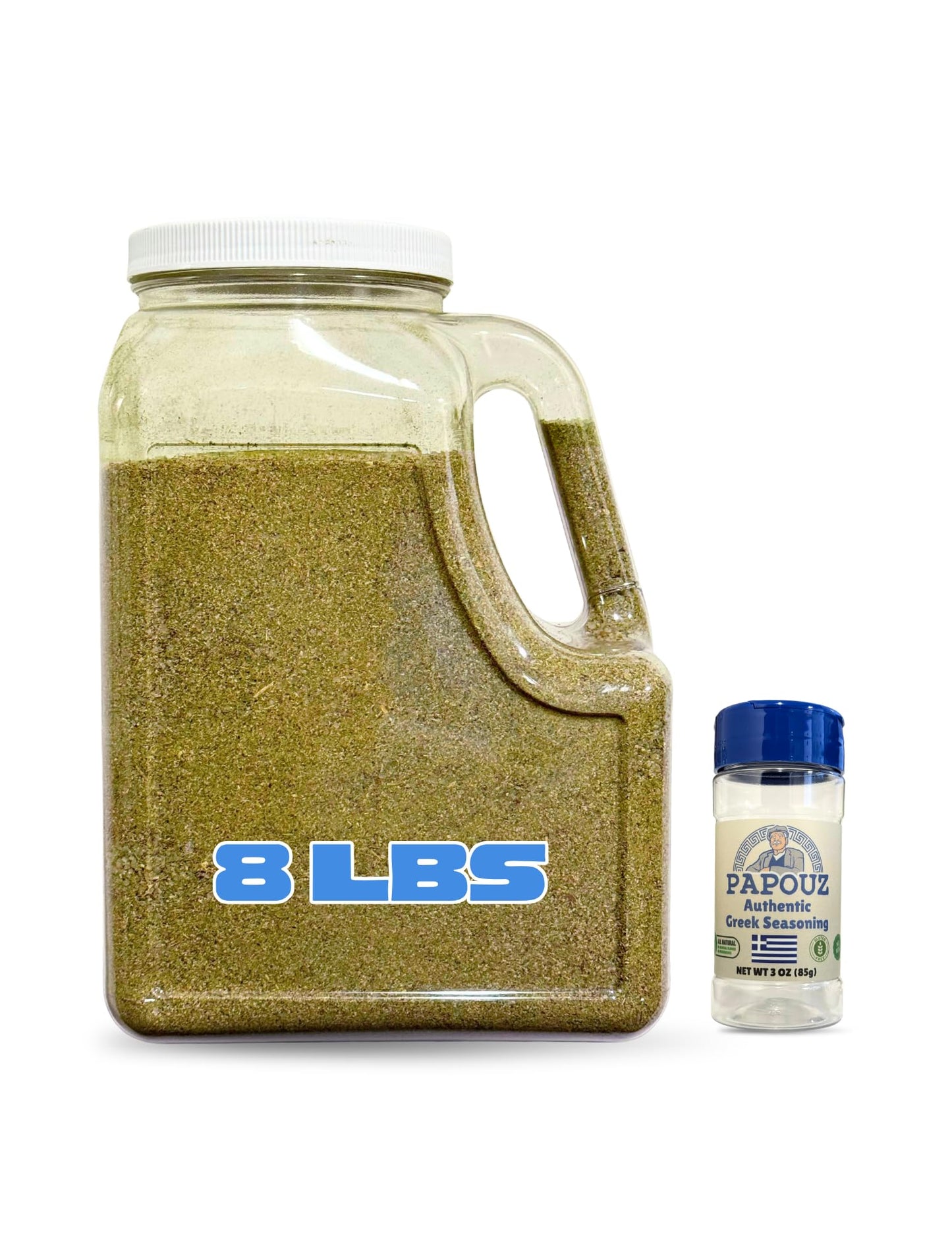 Papouz Authentic Greek Seasoning and Rub Blend 8 Pound Bulk with 2 Refill Bottles - with Herbs and Other Spices - Spice Mix for Chicken, Potatoes