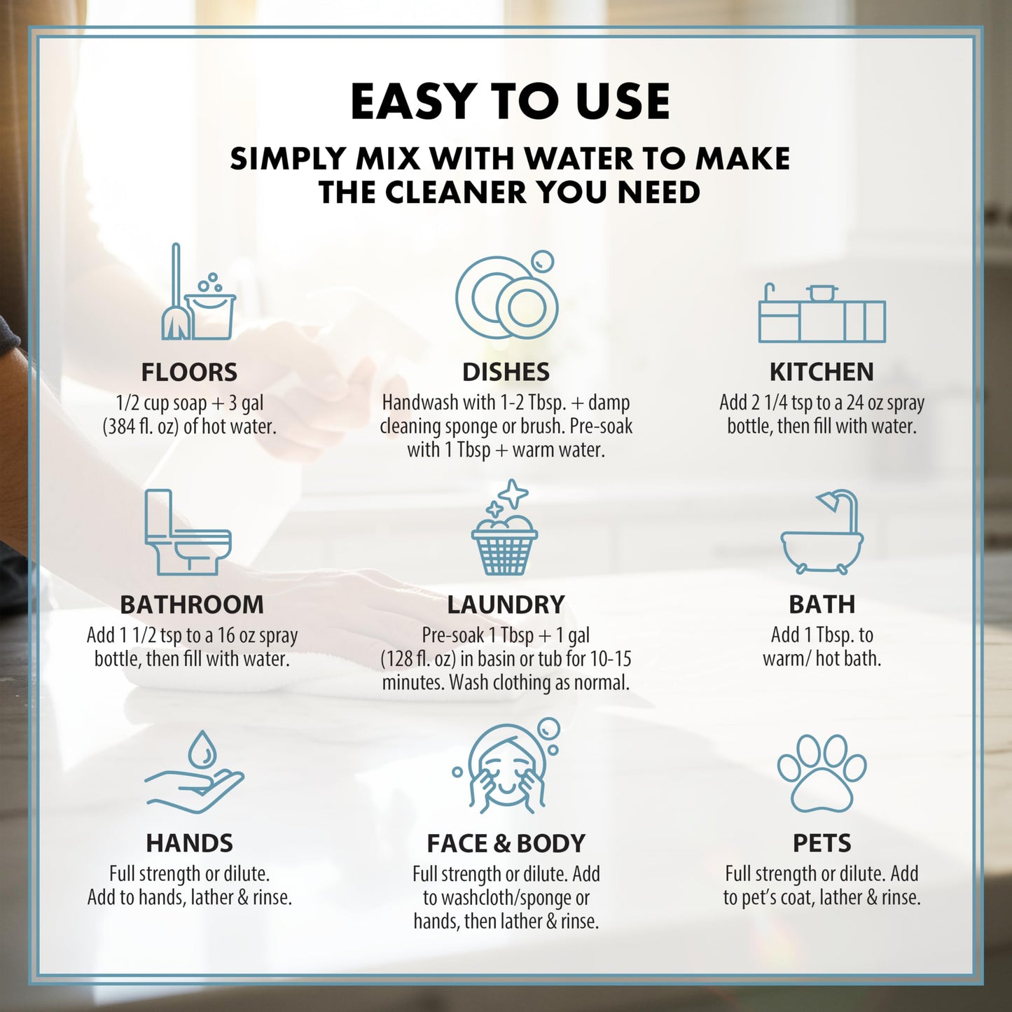 HARRIS Multi-Purpose Pure Liquid Castile Soap with Micro Fiber Towel for Home Cleaning, For Dish Soap, Laundry Detergent, Kitchen and Bathroom
