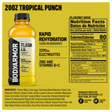 BODYARMOR Flash I.V. Electrolyte Beverage, Tropical Punch, Hydration Drink with Coconut Water For Rapid Rehydration, Post Workout Recovery, 20 Fl Oz
