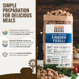 Grand Teton Ancient Grains Organic Einkorn Fusilli Pasta: Spiral Ancient Grain Pasta, Bronze Cut, Stone Milled, Non-GMO, Glyphosate Free, Pasta Salad