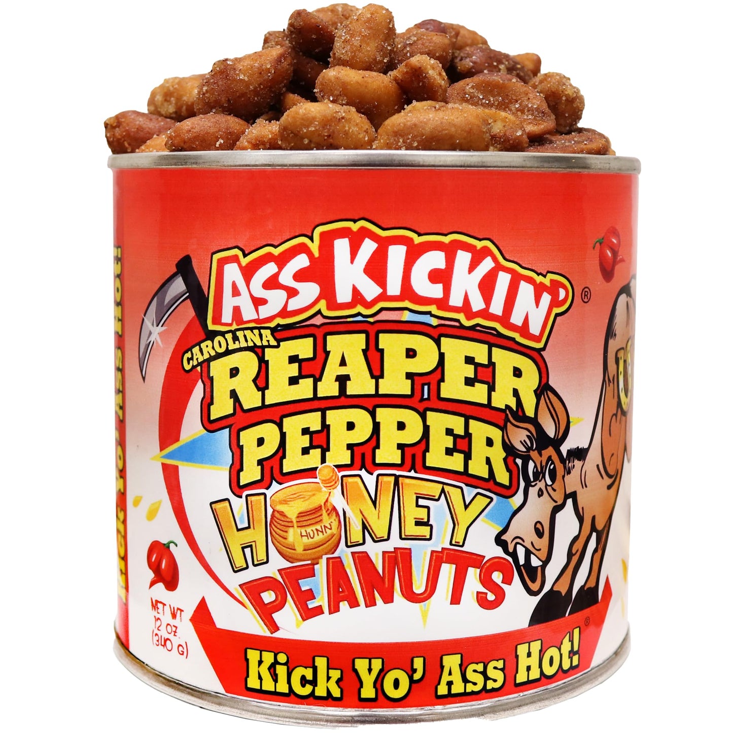 ASS KICKIN’ Carolina Reaper Spicy Hot Peanuts - 12oz - Ultimate Spicy Gourmet Gift Peanuts - Try if you dare!