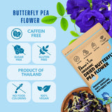 KHWAN'S TEA Butterfly Pea Flower Tea, USDA Organic Loose Dried Whole Flowers 1.8 oz (50g), 120+ Cups, Caffeine-Free Antioxidant-Rich Herbal Tea