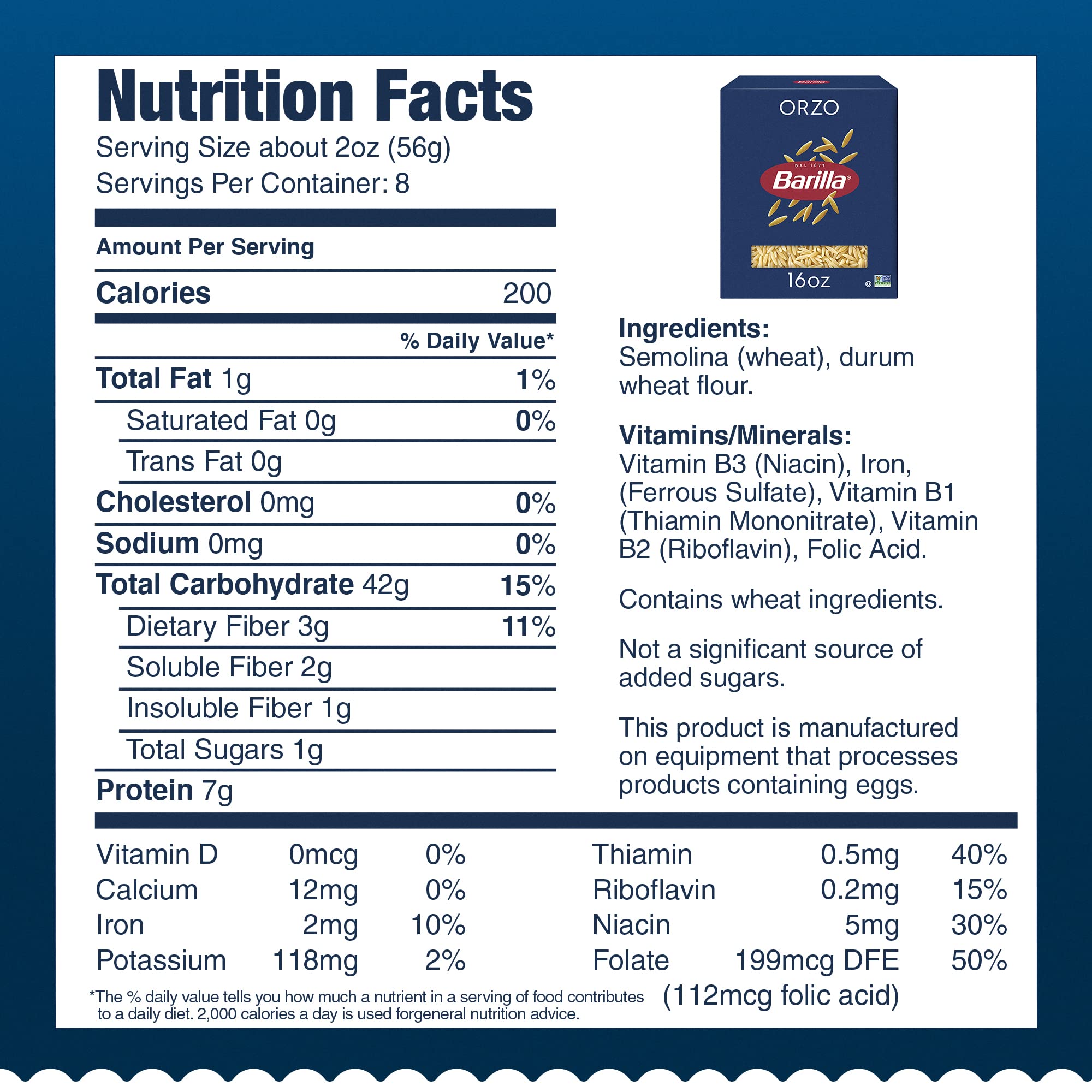 Barilla Orzo Pasta, 16 oz. Box (Pack of 16) - Non-GMO, Made with Durum Wheat Semolina - Kosher Certified