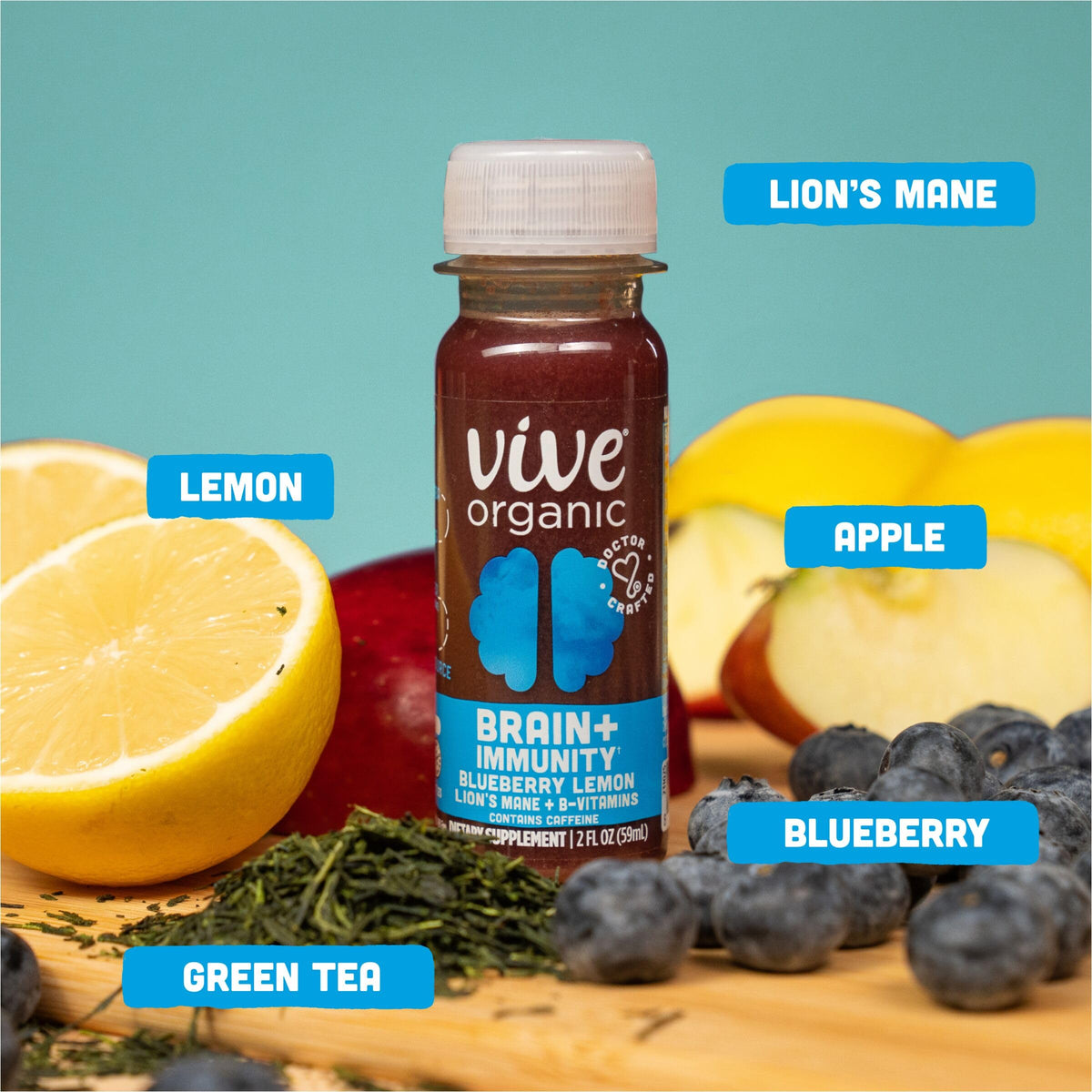 Vive Organic Organic Brain Plus Immunity Shot SGL, 2 FZ