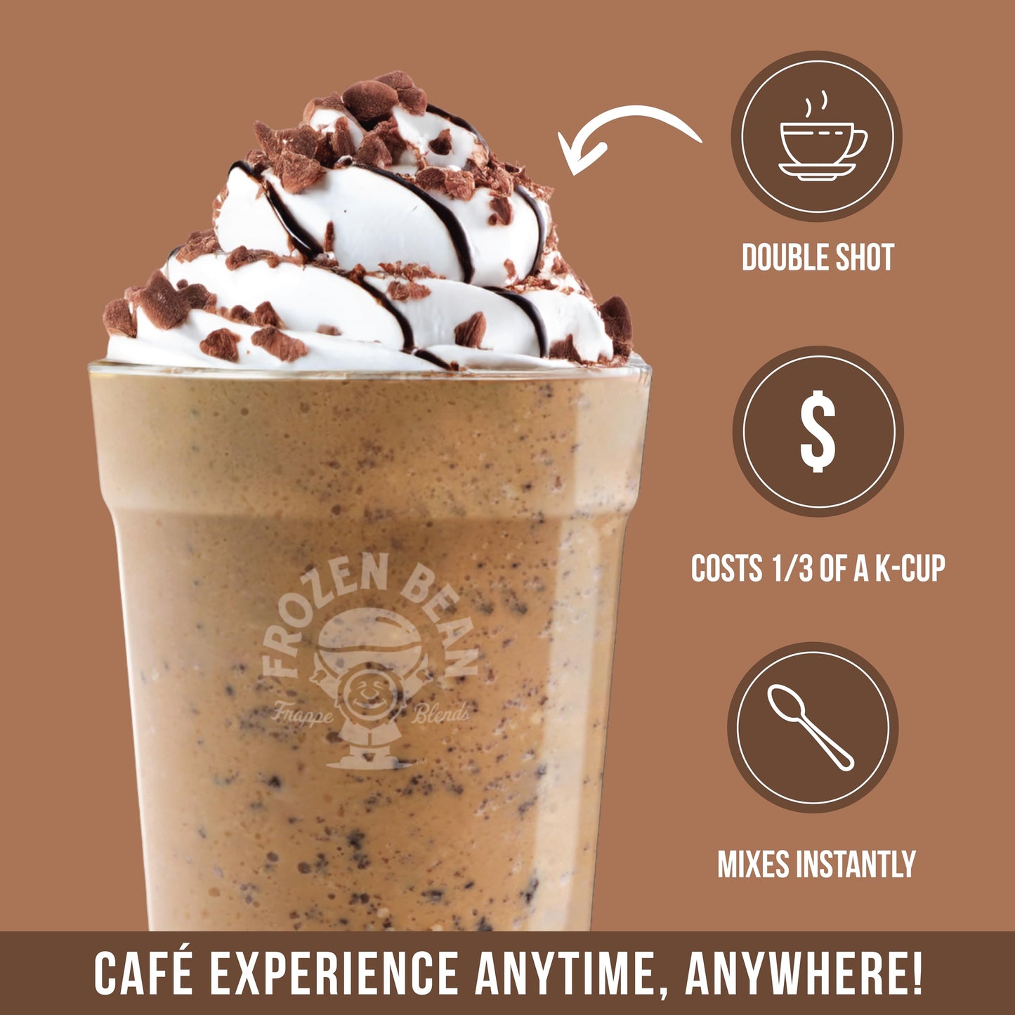 The Frozen Bean Mocha Frappe & Latte Instant Mix (20 Sticks), Made with Arabica Coffee, Double Shot Caffeine, Low Sugar & Premium Ingredients, Hot
