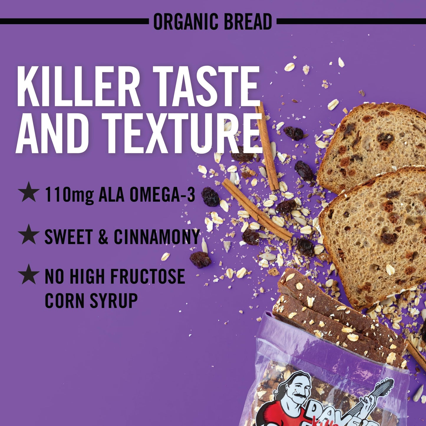 Dave's Killer Bread Raisin' the Roof!, Cinnamon Raisin Organic Breakfast Bread, 18 oz Loaf