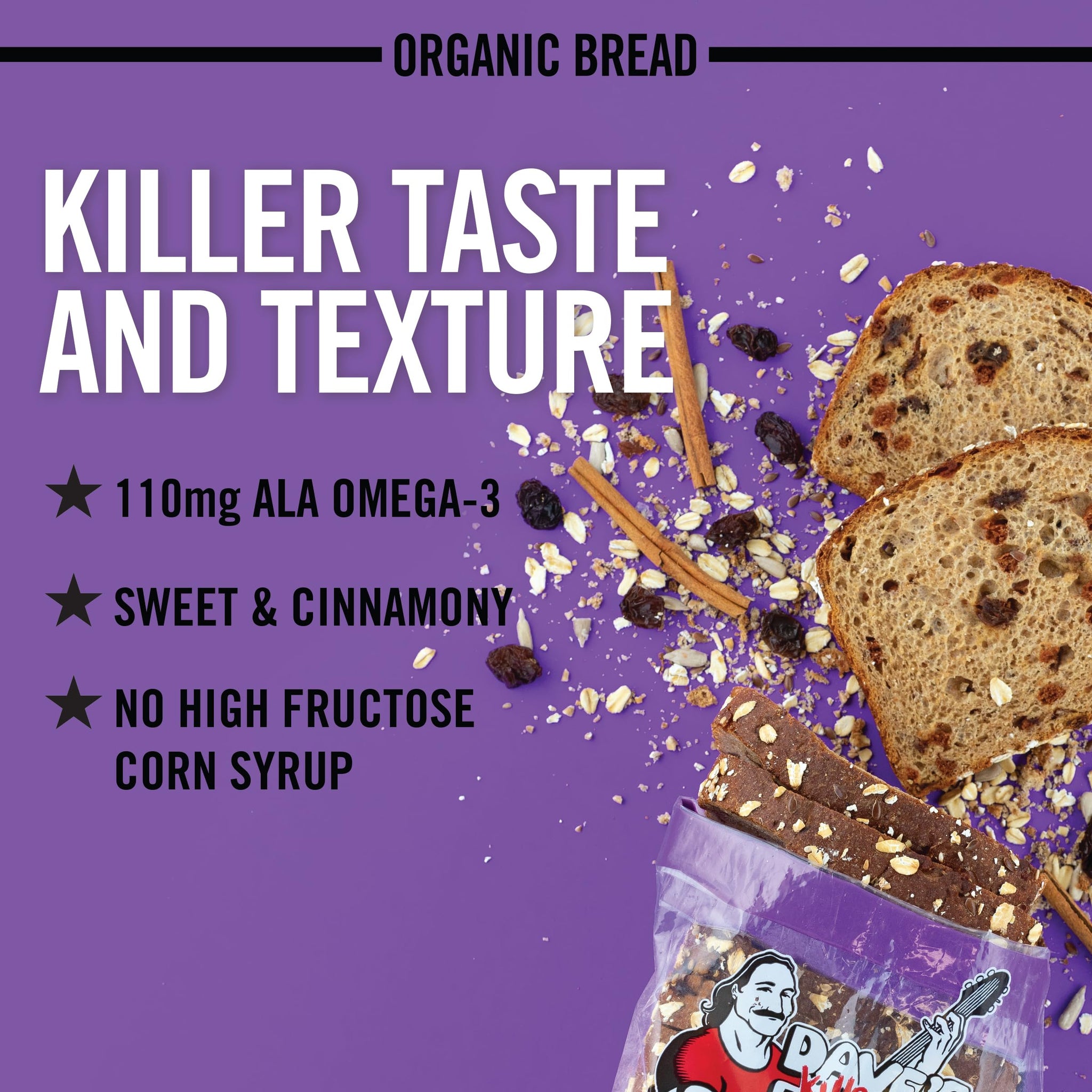 Dave's Killer Bread Raisin' the Roof!, Cinnamon Raisin Organic Breakfast Bread, 18 oz Loaf