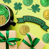 Belgian Milk Chocolate Gold & Green Large Coins - Smooth, Creamy European Chocolate Wrapped in Gold Foil, St. Patrick’s Day Candy for Parties, Parade