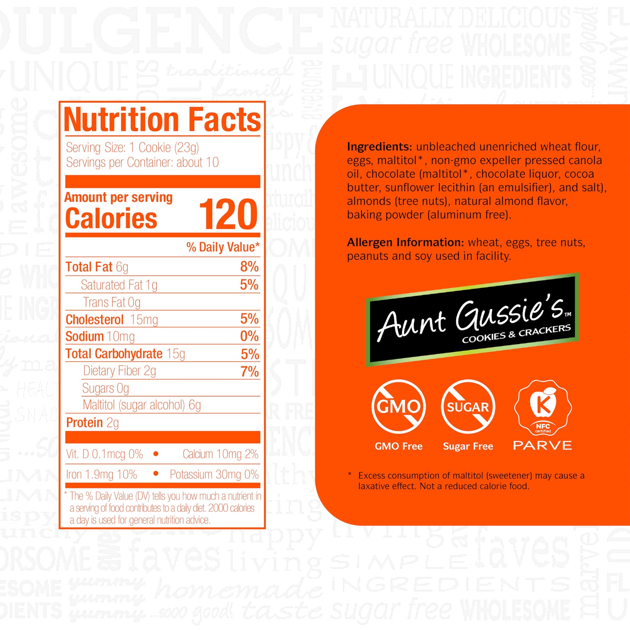 Aunt Gussie's - Sugar Free Wheat Chocolate Chip Almond Biscuits - 4 Pack