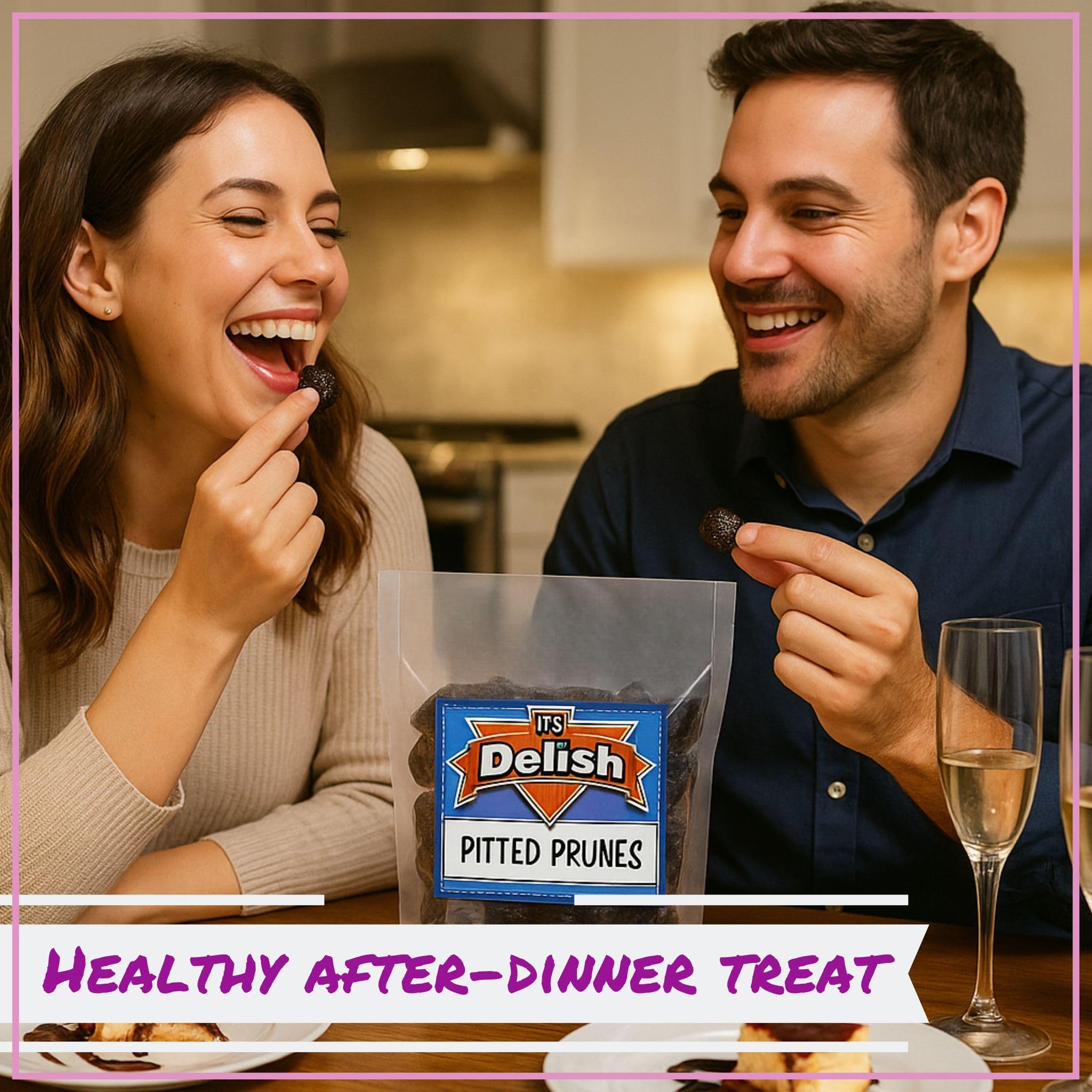 Dried Pitted Prunes Unsweetened by It's Delish, 1 Lb (16 Oz) Bag | Naturally Sweet, No Sugar Added, High Fiber Dried Fruit Snack | Healthy, Moist