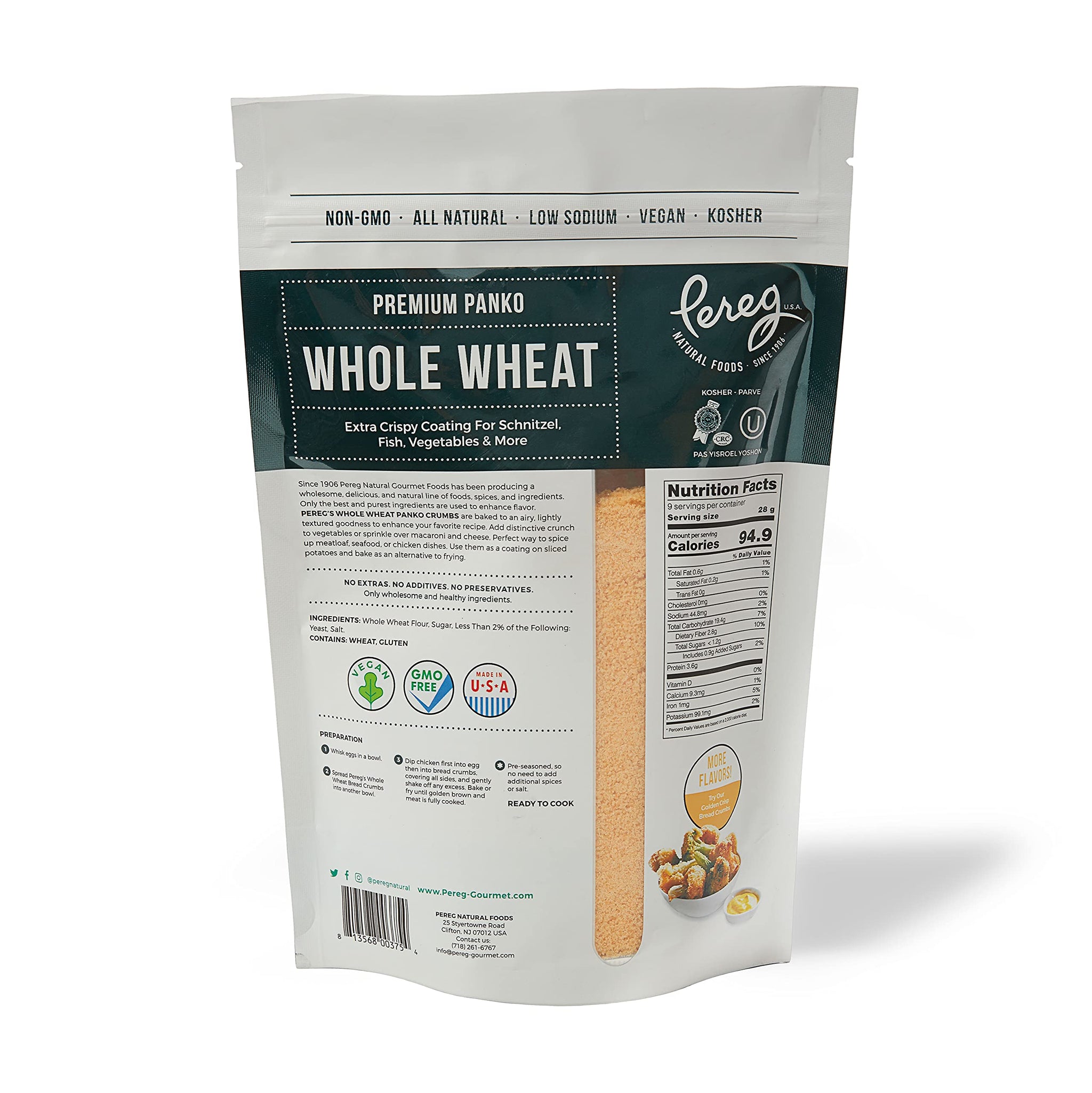 Bread Crumbs - Whole Wheat Premium Panko - 9 oz - Natural Grocery & Gourmet Foods - Low Sodium, Vegan, Kosher Certified & Non GMO