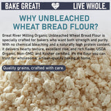 Great River Milling Organic Unbleached Wheat Bread Flour | Artisan Bread Flour for Baking | Multi-Purpose Wheat, Unbromated, Non-GMO, Kosher | 5 Lb