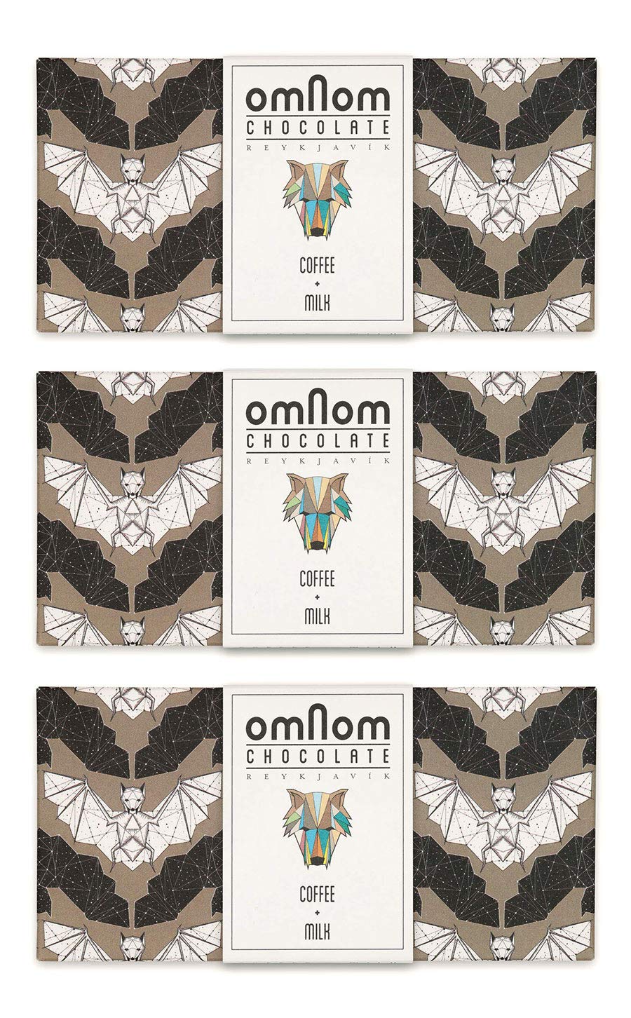 OmNom Coffee + Milk | Icelandic Bean To Bar Chocolate by OMNOM CHOCOLATE REYKJAVIK | 3 x 60g Bar