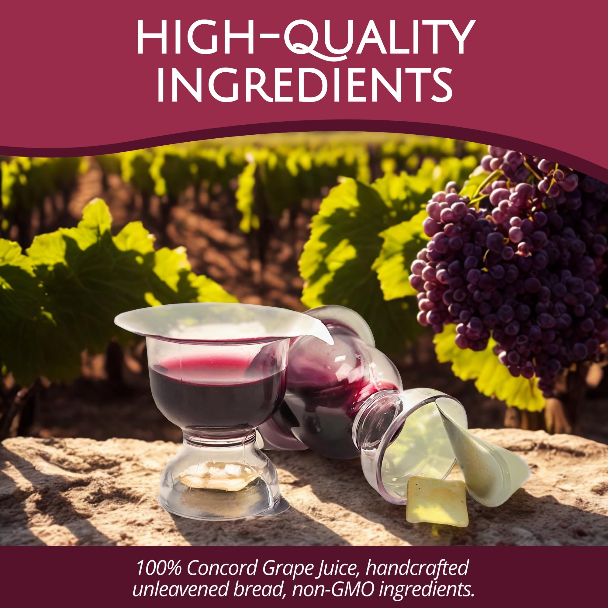 TrueVine Chalice Communion Cups and Wafer Set - Prefilled Cups w/Fresh Unleavened Bread & Grape Juice - Carefully Packaged & Easy to Open Elements