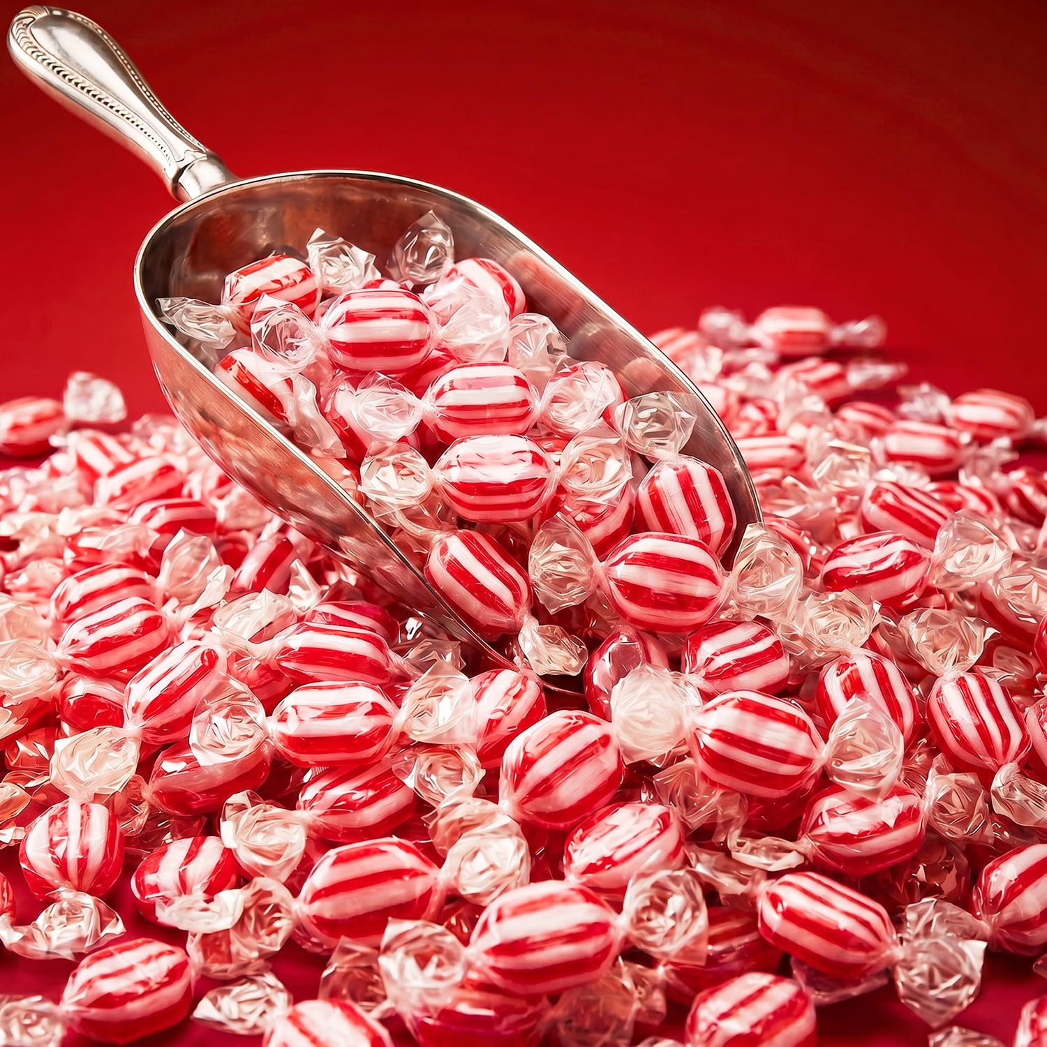 Cinnamon Disks Hard Candy - Classic Red & White Striped Cinnamon Candy - 2LB Bulk Pack - Individually Wrapped Discs for Office, Parties, Buffets