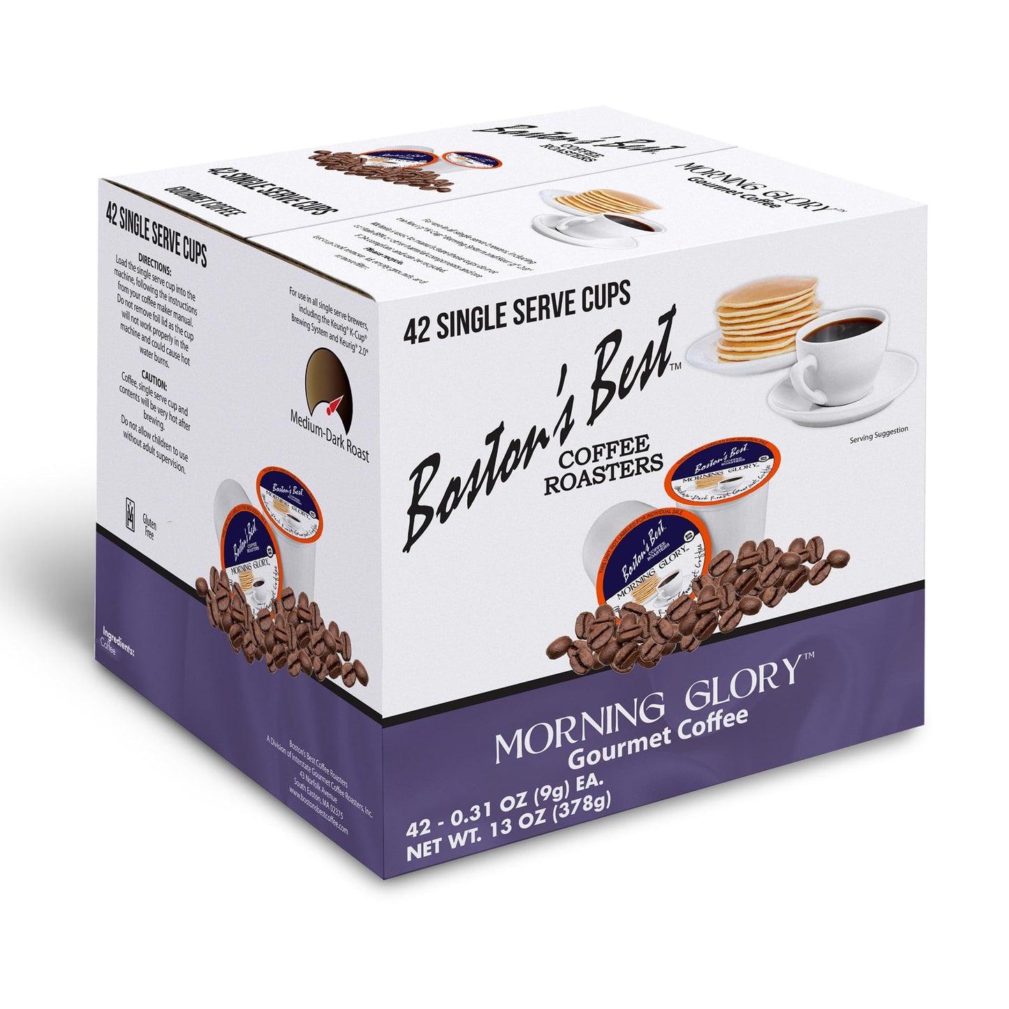 Boston’s Best Gourmet Coffee - Morning Glory Blend - Medium Dark Roast - Single Serve Coffee Pods, Compatible with Keurig Brewers - 42 Pods