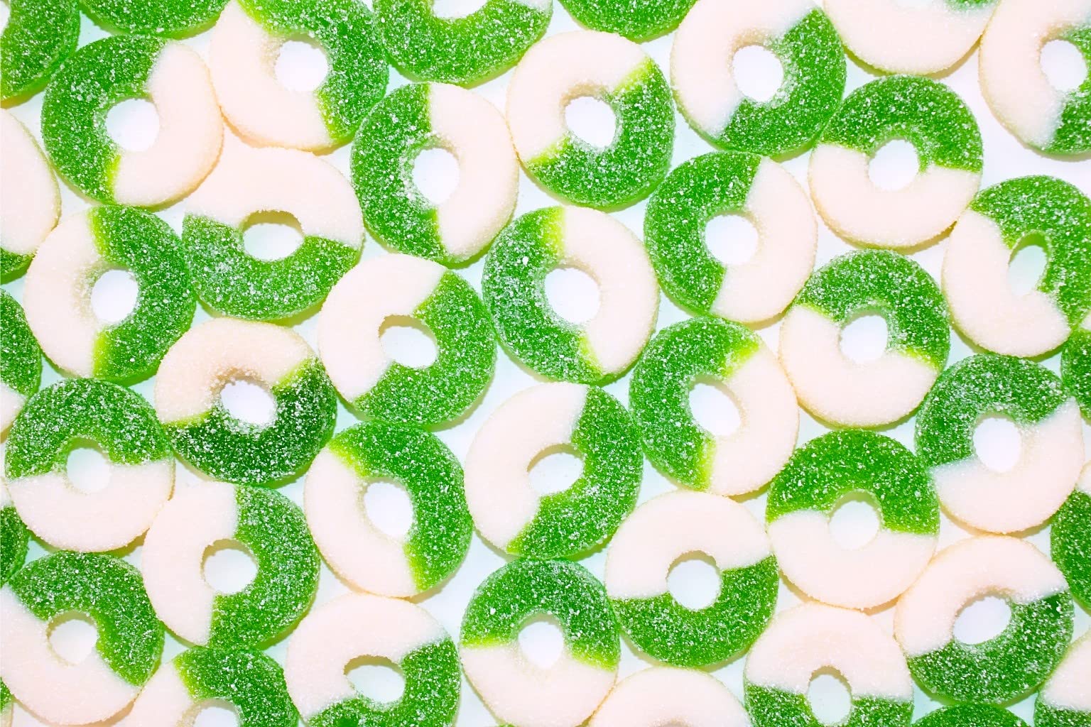 Grandys Candys Green Apple Gummi Rings- Soft, Chewy, Sugar Dusted- Bulk Candy (2 Pound)