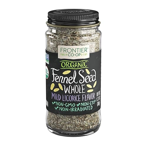 Frontier Co-op Organic Whole Fennel Seed, 1.27 oz - Sweet Turkish Fennel for Seasoning Soups, Fish, Salads, Veggies, Candied Desserts