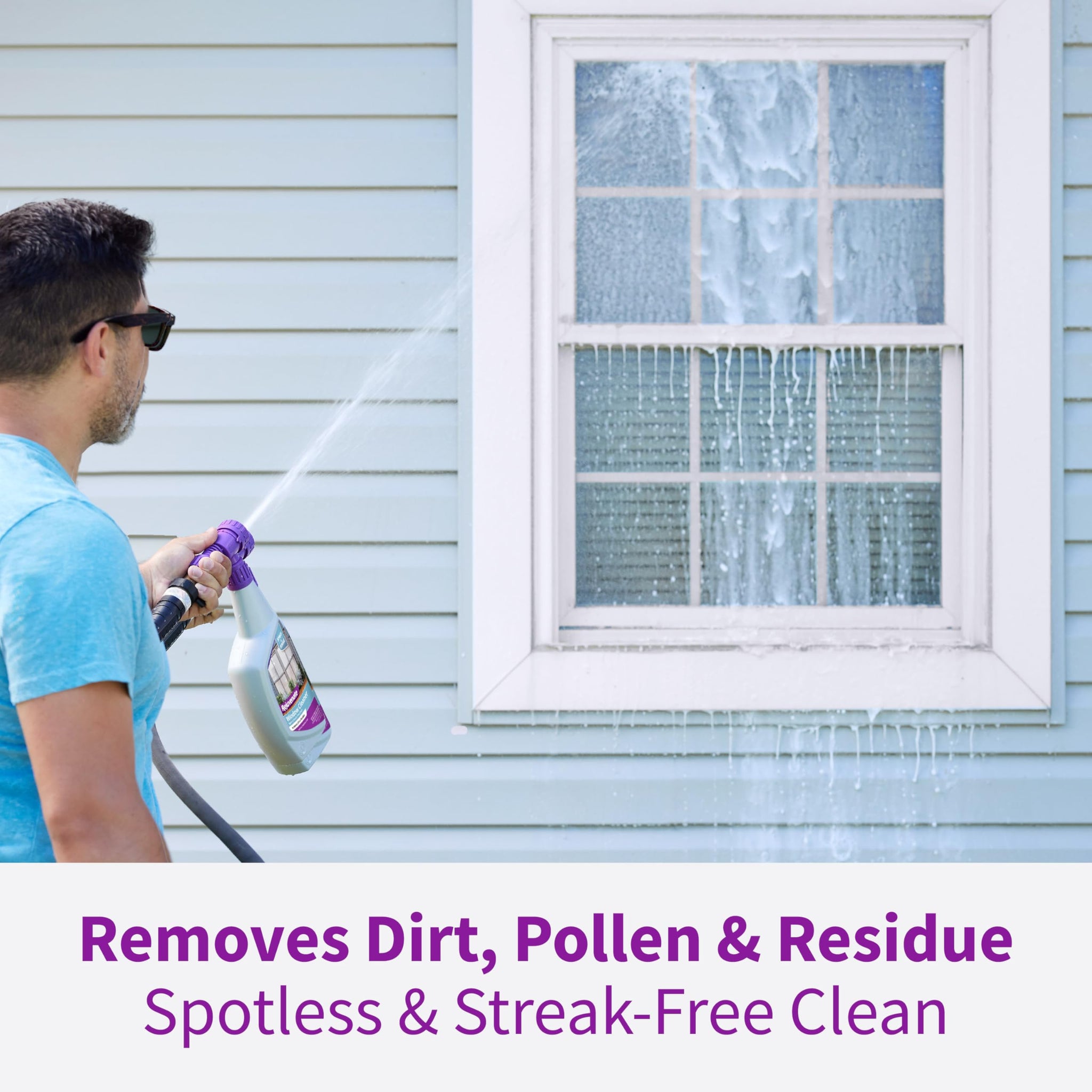 Rejuvenate Window Cleaner, 32 Ounces, Non-Toxic Outdoor Window Cleaner With Hose-End Adapter Quickly Removes Dirt For A Spot- And Streak-Free Shine, 2