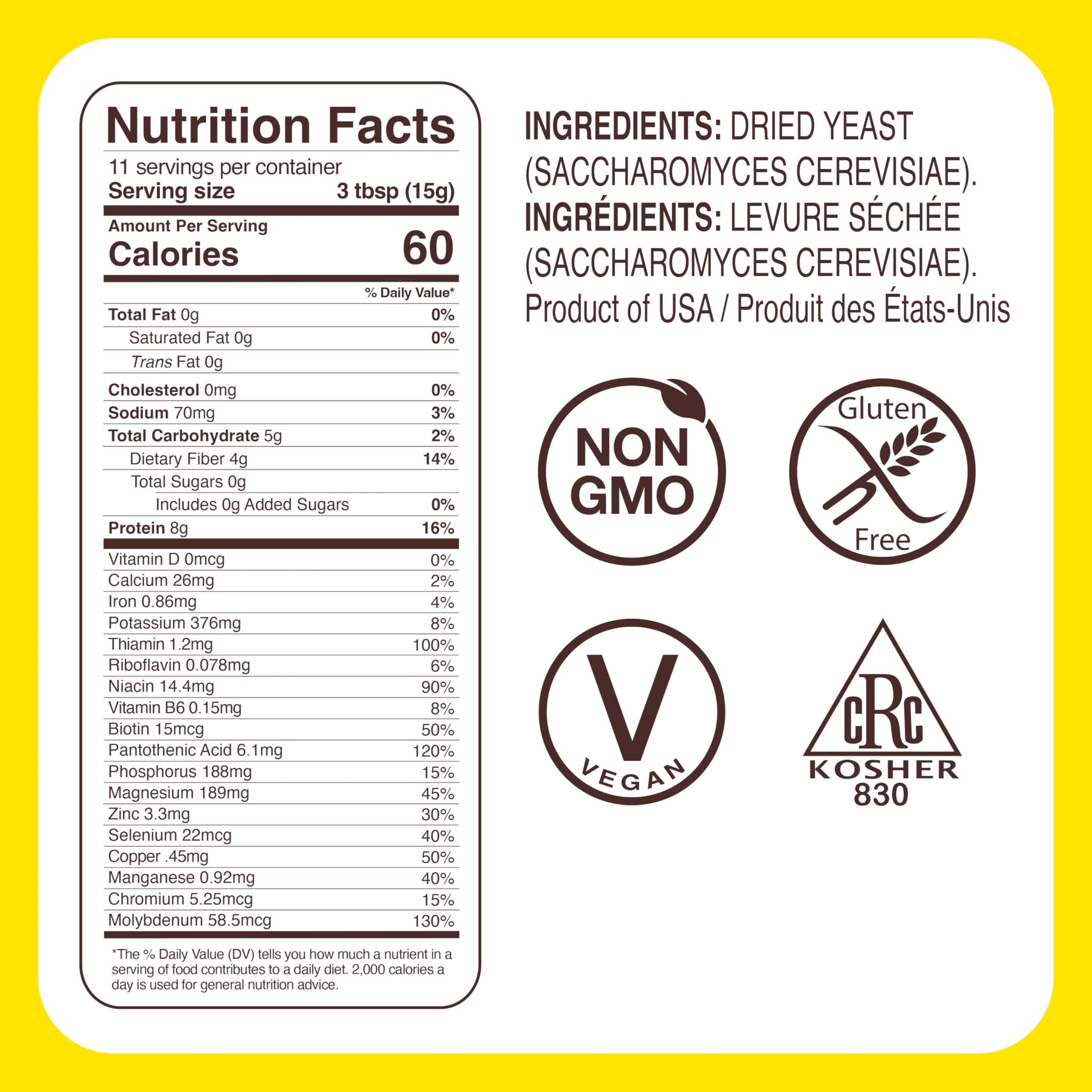 Foods Alive Nutritional Yeast Flakes (6oz) | Premium Non-Fortified, Plant Based Protein, Keto, Vegan Cheese Powder Seasoning