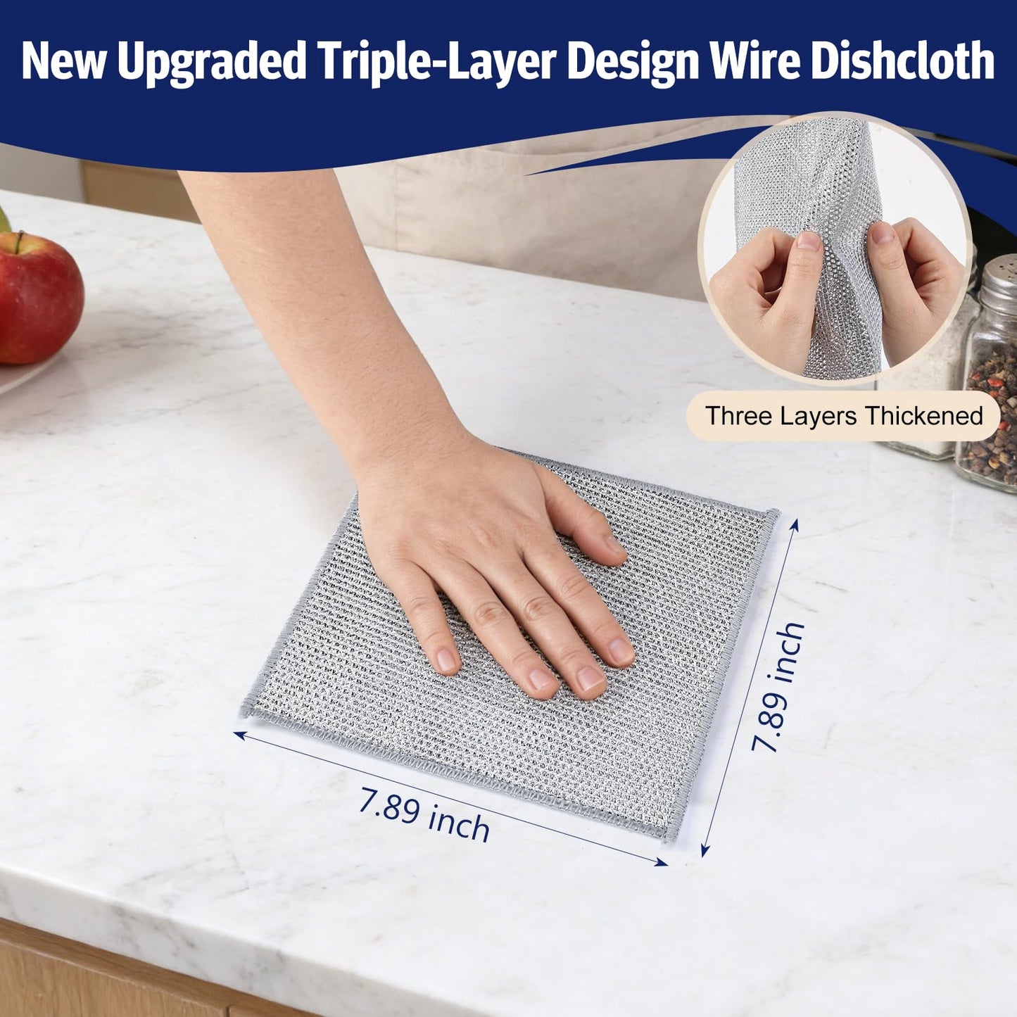 wenbbleyii 36 Pcs New Upgrade 3-Layer Wire Dishwashing Rags Non-Scratch Multipurpose Metal Dish Cloth No Scratches and Odor for Wet and Dry Kitchen