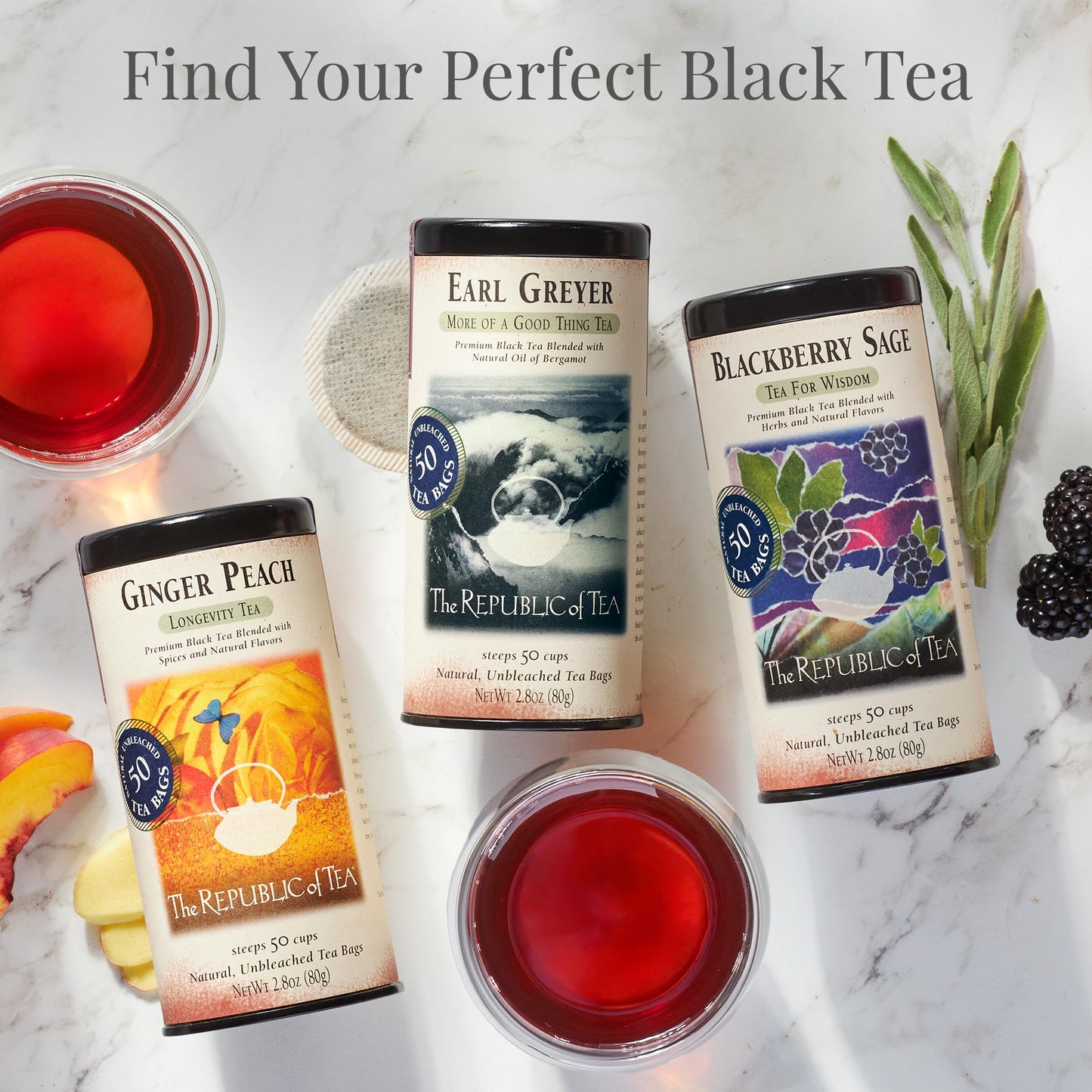 The Republic of Tea - PassionFruit Papaya Black Tea Bags, Naturally Caffeinated, 50 Servings