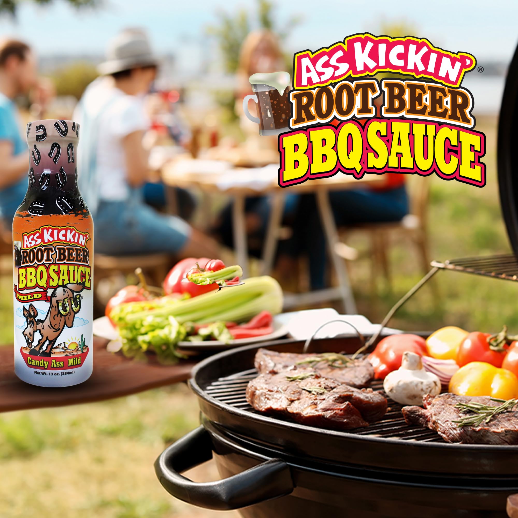 Ass Kickin' Sweet Root Beer BBQ Sauce - 13 oz. Bottle - Premium Gourmet Mild and Sweet Barbecue Sauce - Perfect for Chicken Wings on the BBQ Grill