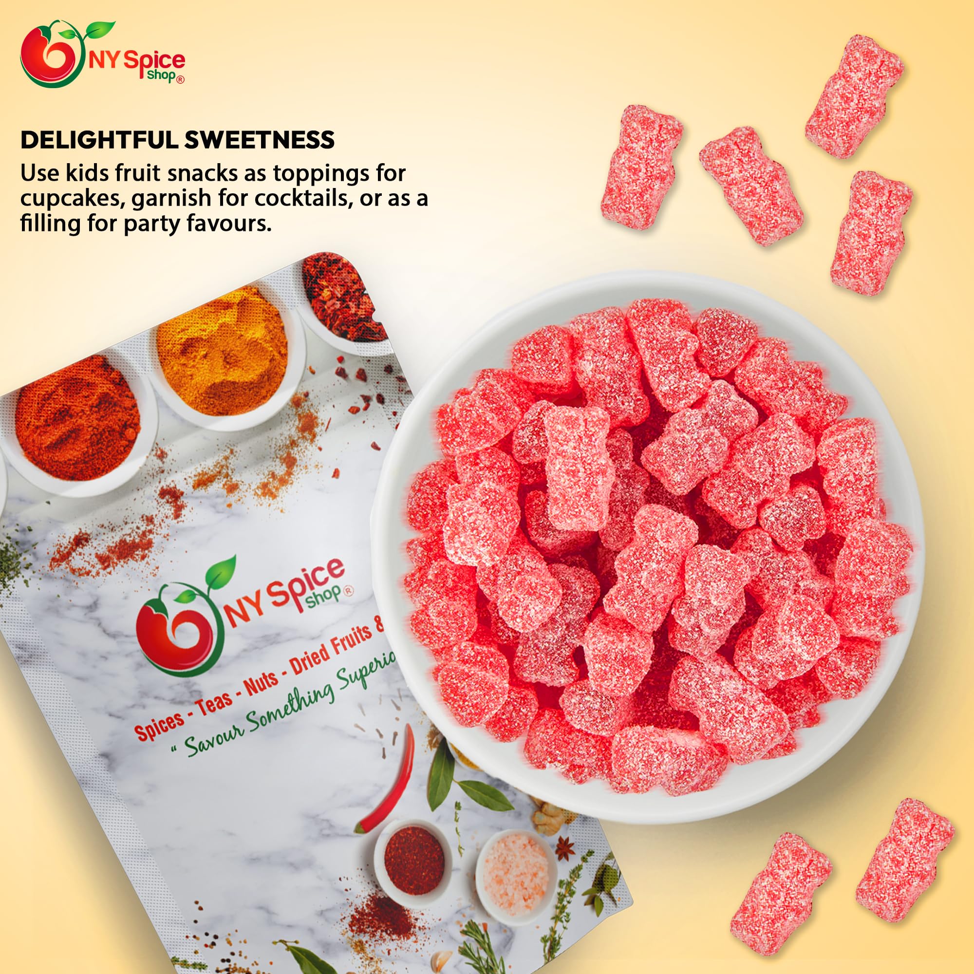 NY Spice Shop Cinnamon Bears Candy - 1 Pound Hot and Spicy Cinnamon Bears Gummy - Chewy Candy Gummies Snacking, Gifting & Party Favors - Old Fashioned