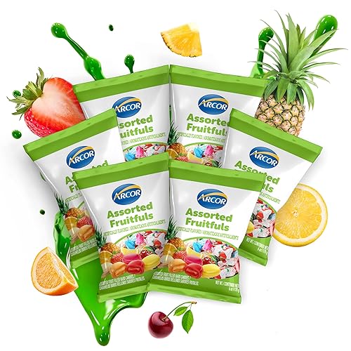 Arcor Assorted Fruit Candy - Individually Wrapped, Delicious Fruit Filled Hard Candy with Strawberry, Cherry, Pineapple, Orange & Lemon Flavors - 6oz