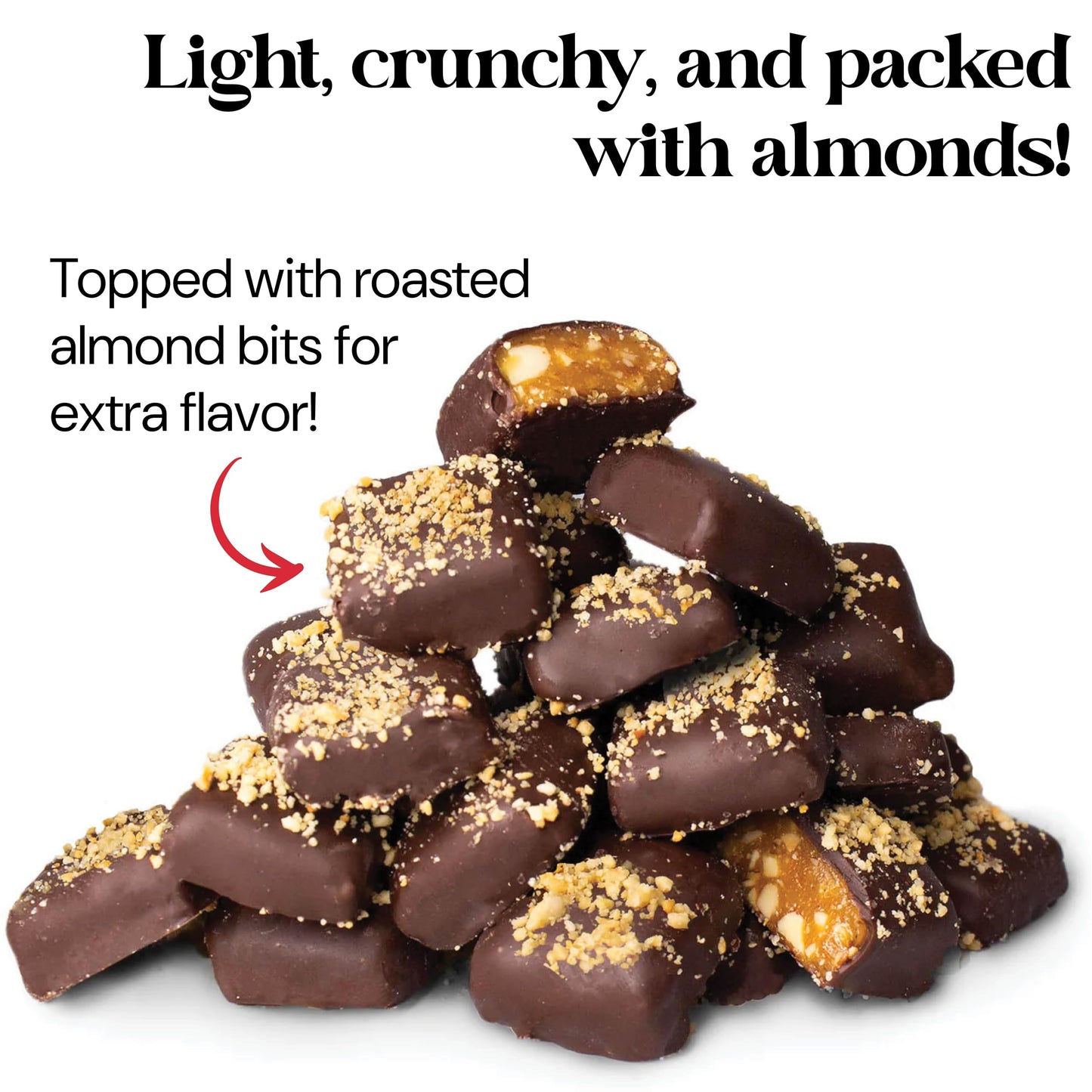 brittle-brittle Roasted Almond Toffee Candy with Dark Chocolate, Handcrafted Gourmet Dessert, Individually Wrapped Treat, Perfect Snack or Gift, 24 oz