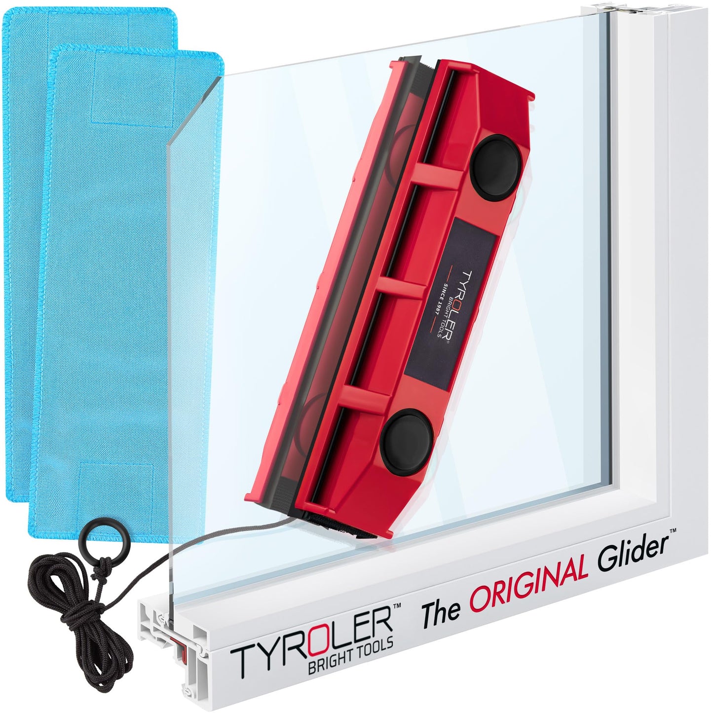Tyroler Outside Magnetic Window Cleaner Tool, Glider S-1 Fits Only Very Thin - 0.1"- 0.3" Windows, Double Sided Windows Cleaner Machine Tool | Magnet
