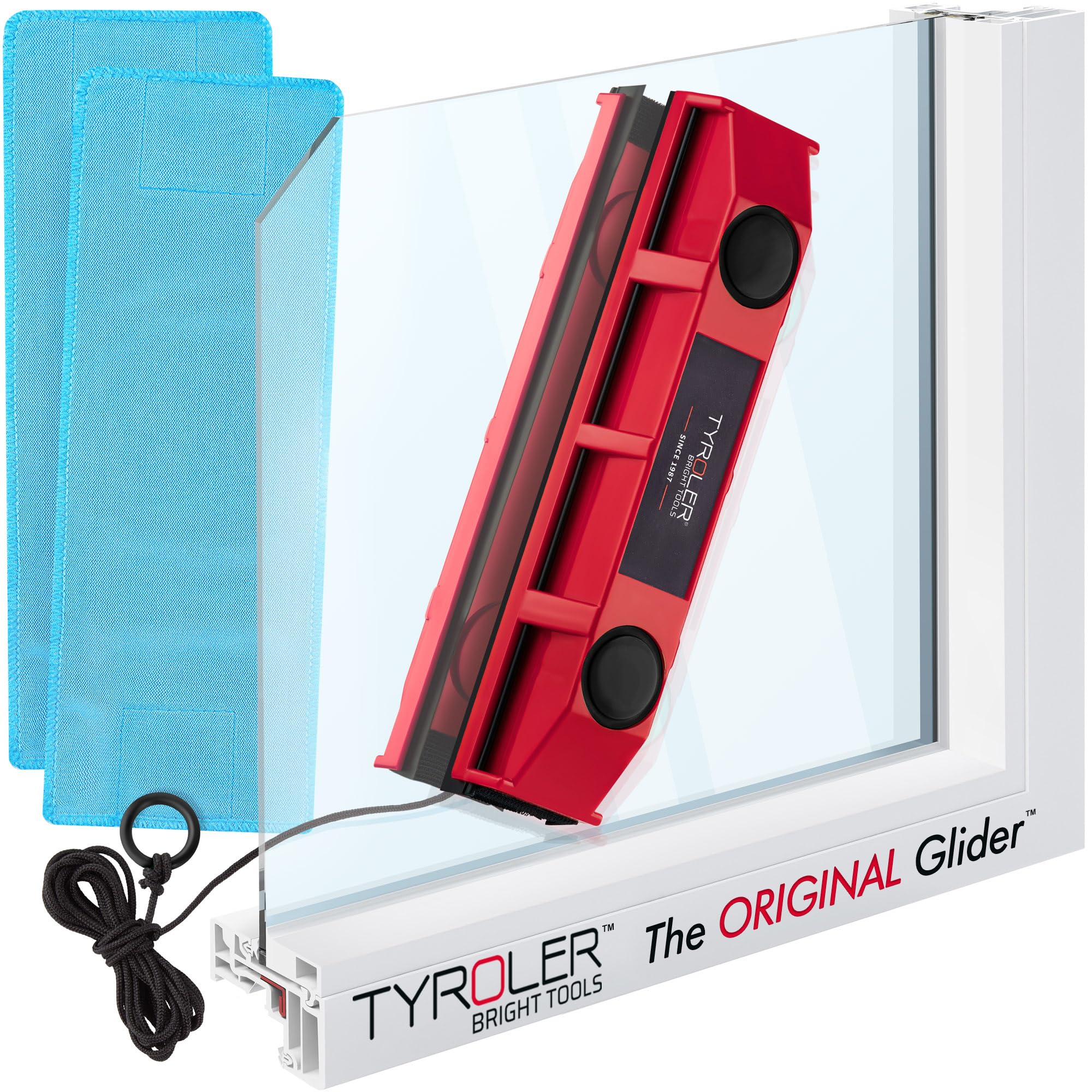 Tyroler Outside Magnetic Window Cleaner Tool, Glider S-1 Fits Only Very Thin - 0.1"- 0.3" Windows, Double Sided Windows Cleaner Machine Tool | Magnet