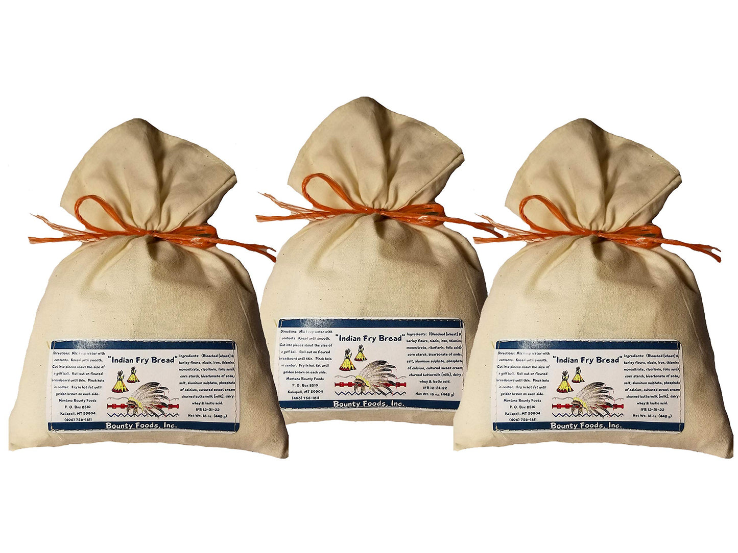Bounty Foods Indian Fry Bread Mix 16 oz - Authentic Montana-Made Native Flatbread Blend in Western-Style Burlap Bag - Perfect for Navajo Tacos