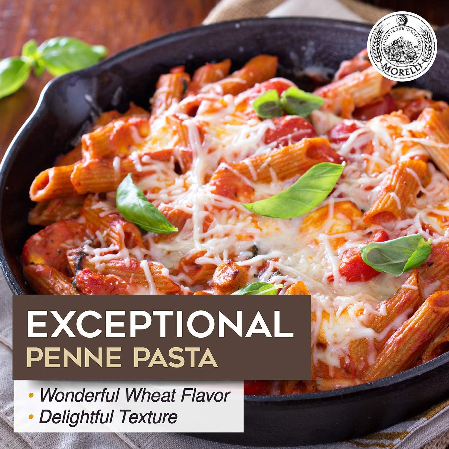 Morelli Organic Whole Wheat Penne Pasta Noodles - Handmade Premium Italian Pasta from Italy, Gourmet Imported Noodles Made with Durum Wheat Semolina