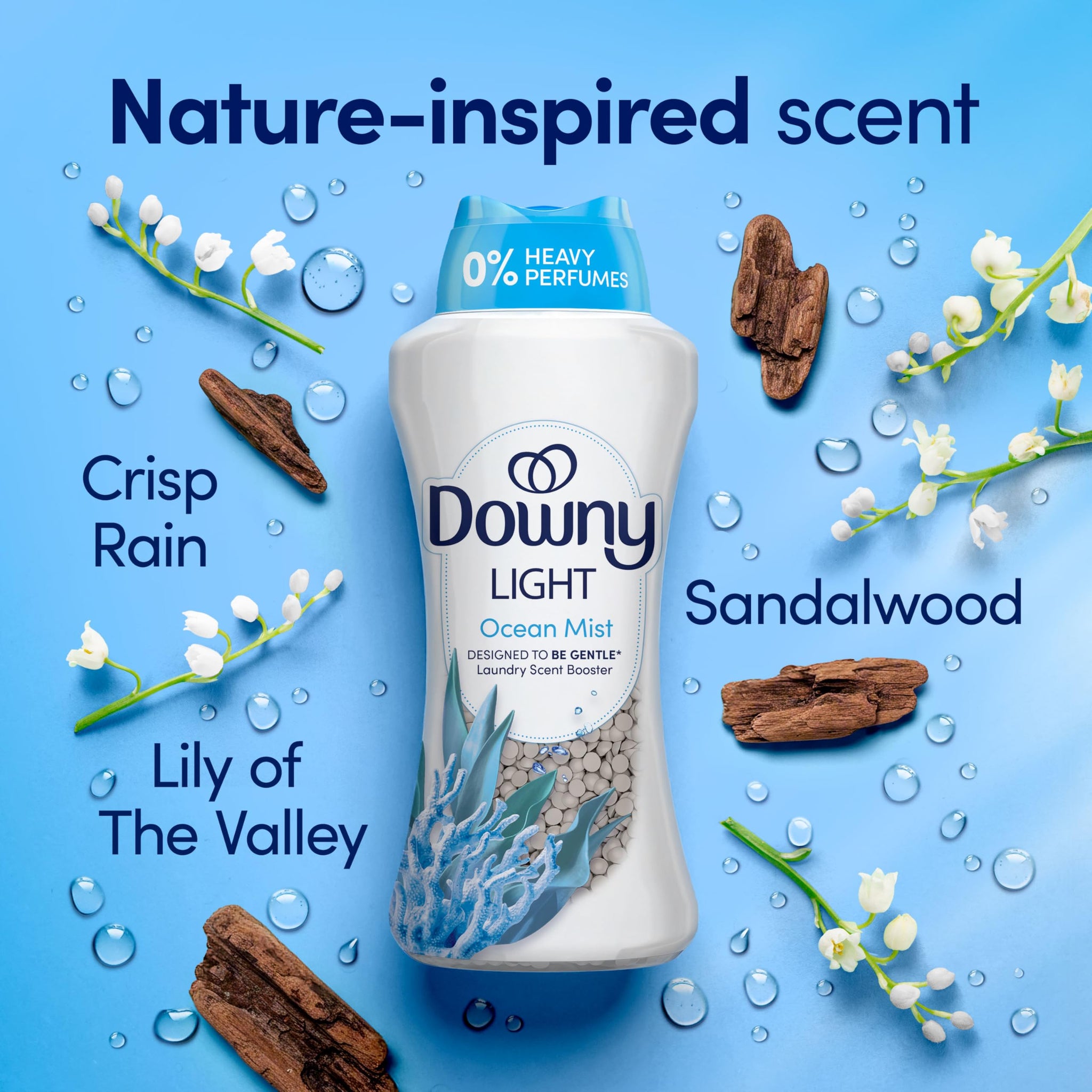 Downy Light Laundry Scent Booster Beads, Ocean Mist Scent, 24 OZ, In-Wash Fabric Beads Designed To Be Gentle With A Light Boost Of Scent, No Heavy
