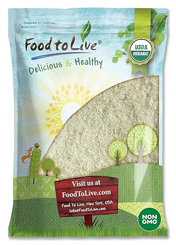 Food to Live Organic White Basmati Rice, 10 Pounds - Non-GMO, Long-Grain Rice Variety, Fragrant, Kosher, Vegan, Bulk. Non-Irradiated. Less Starch.Great for Indian Dishes.