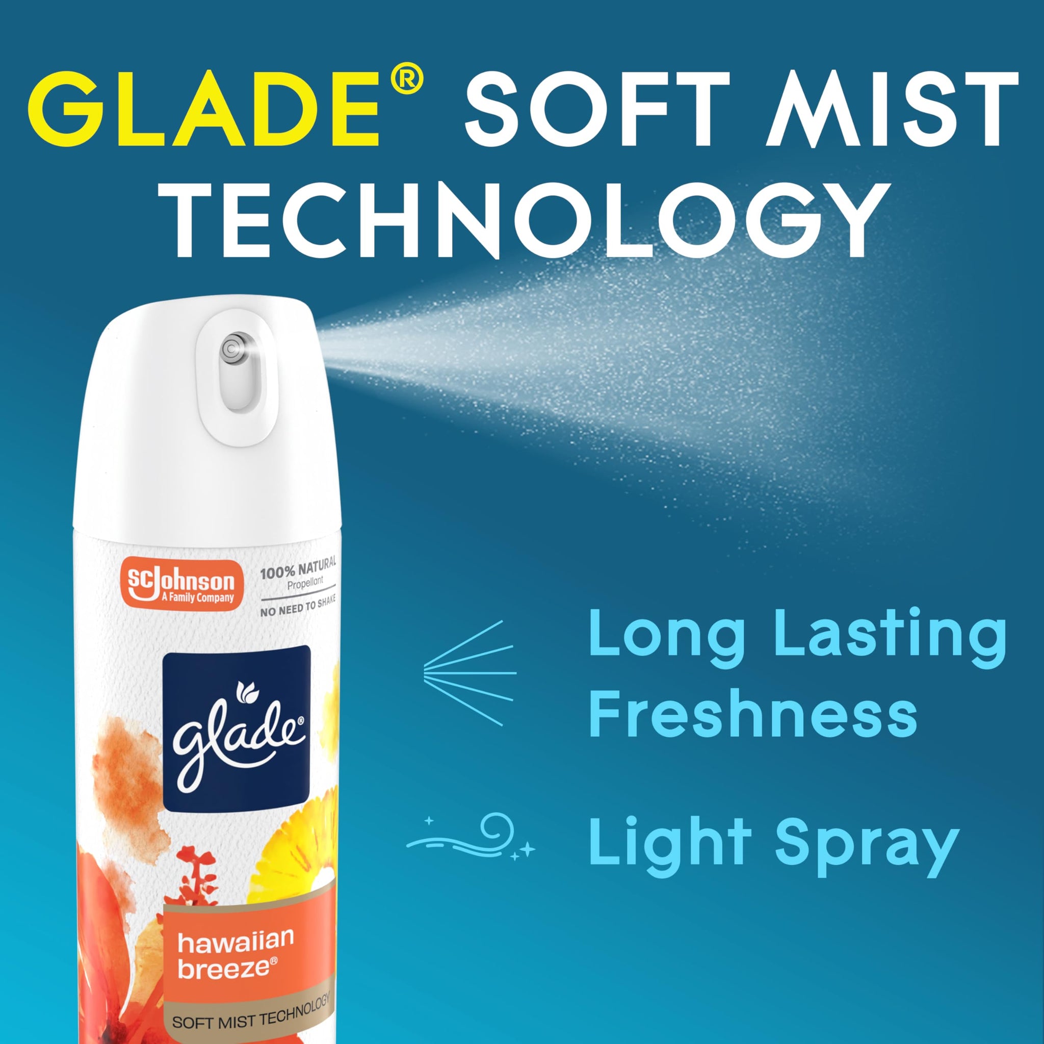 Glade Odor Fighting Soft Mist Air Freshener Room Spray, Hawaiian Breeze, 7.3oz., 1 count