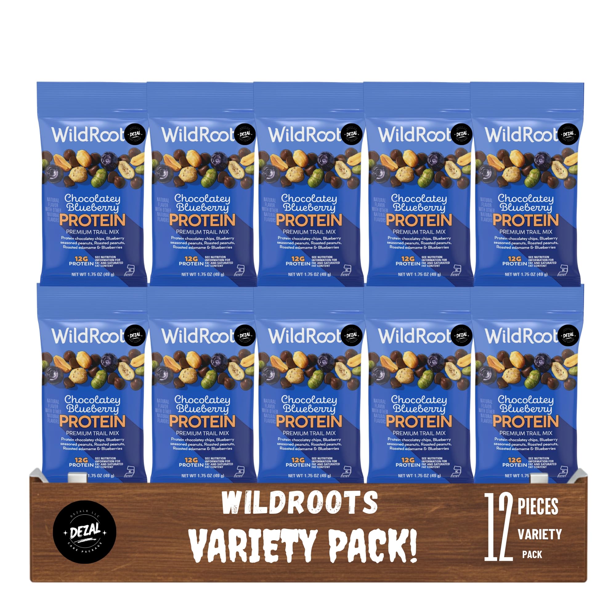 WildRoots Chocolatey Blueberry Protein Trail Mix, Single Serve, 1.75 oz, 12 Pack