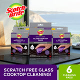 Scotch-Brite Glass Cooktop Pads, Scratch-Free & Non-Abrasive Scrubbers for Glass or Ceramic Stovetops, Cleans Burnt-On Messes with Just Water