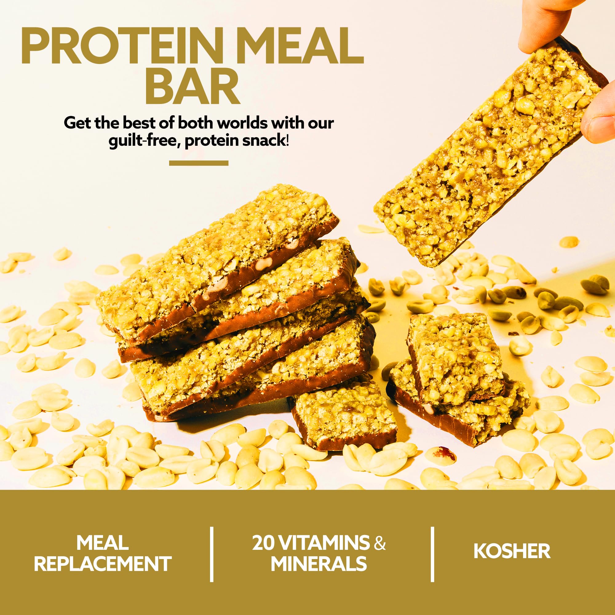 WonderSlim Meal Replacement Protein Bar, Peanut, 15g Protein, 20 Vitamins & Minerals, Gluten Free (7ct)